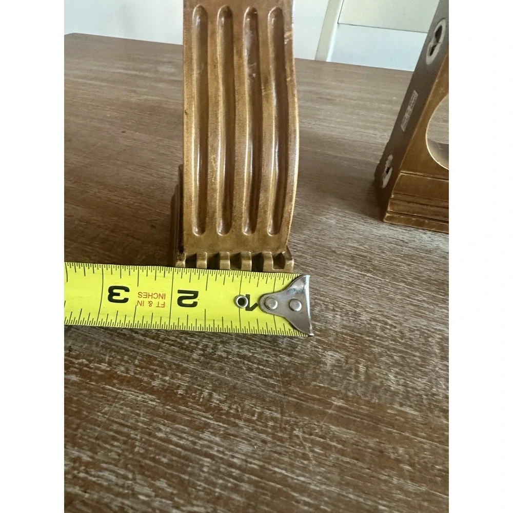 Vintage Set of 2 Ornate Resin Curtain Rod Holders Brushed In Natural Oak RARE